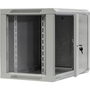 Стенен шкаф Netrack със стъклена врата и подвижна странична част, 9U / 450 мм, 19 ”, сив