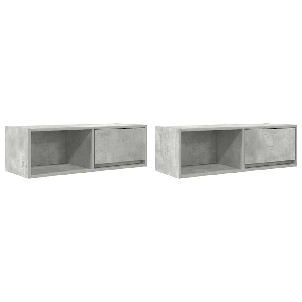 2 db betonszürke szerelt fa TV-szekrény 80x31x25,5 cm (861461)