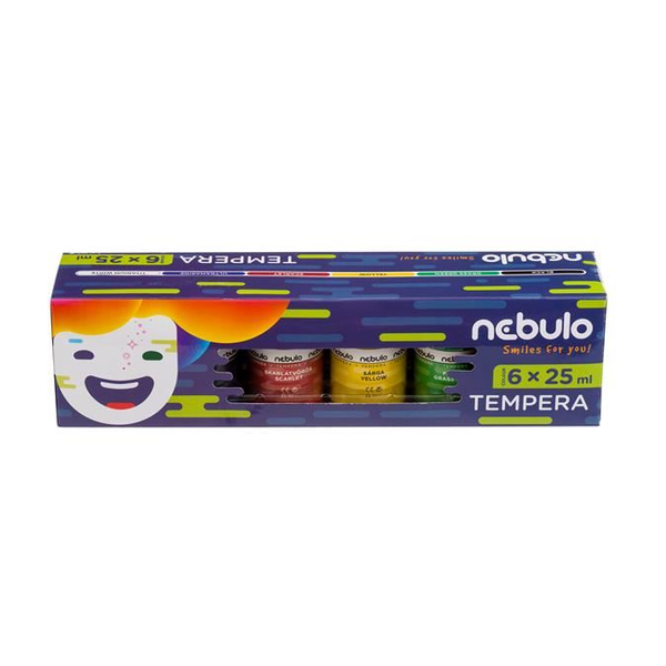 NEBULO Tempera készlet tégelyes 25 ml 6 különböző szín (NTF-25-6)