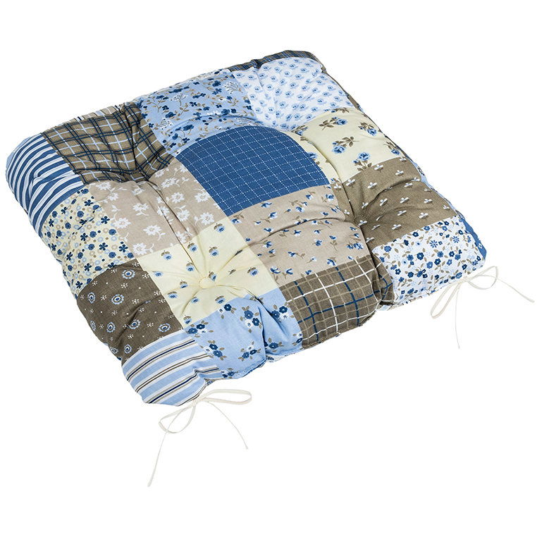 BELLATEX Adéla Seat cushion 41/240 quilted 40 × 40 cm patchwork blue (12558)