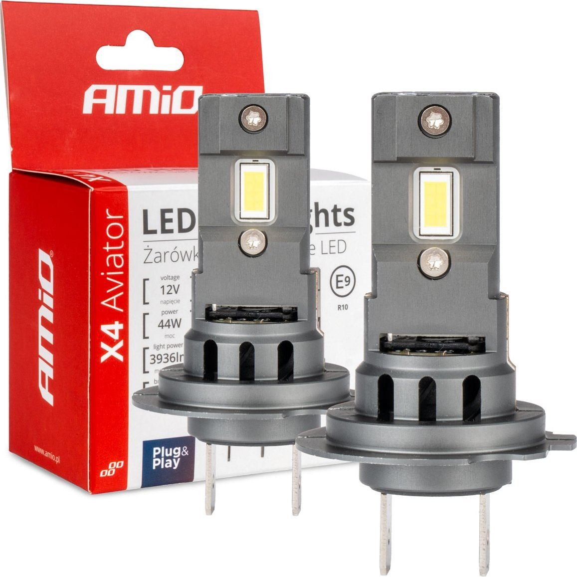 AMiO , X4 Aviator, H7/H18 Led Pár, 44W 6500k 12V (0503764) (0503764)