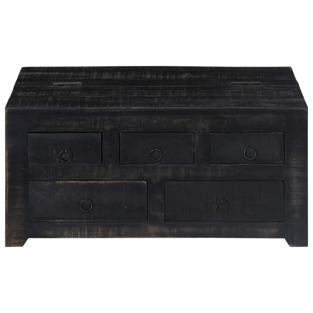fekete tömör mangófa dohányzóasztal 65 x 65 x 30 cm (247986)
