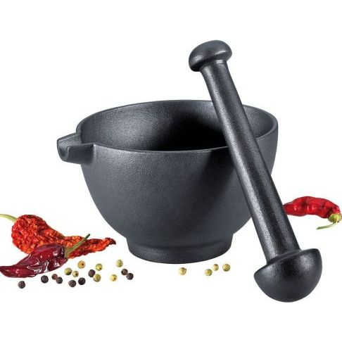 Zassenhaus 76066 Nagy méretű öntöttvas mozsár 15,5 x 9,5 cm - Fekete (ZS-076066)