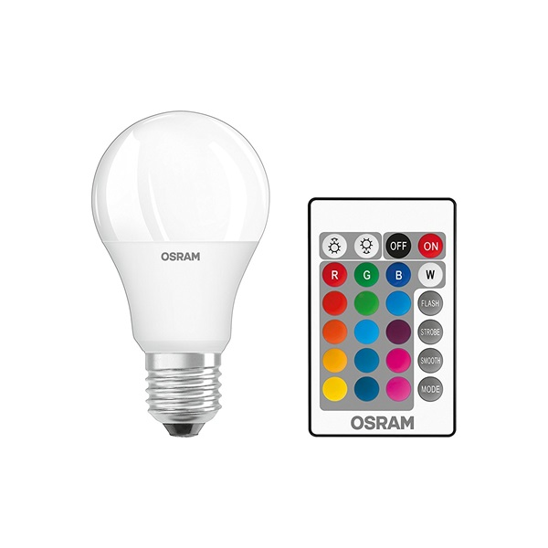 Osram Star+ RGBW/matt búra/9W/806lm/2700K/E27 távirányítható LED körte izzó (4058075045675)