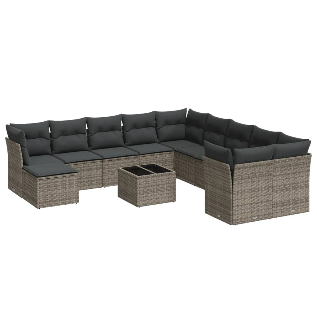 12 részes szürke polyrattan kerti ülőgarnitúra párnákkal (3218620)