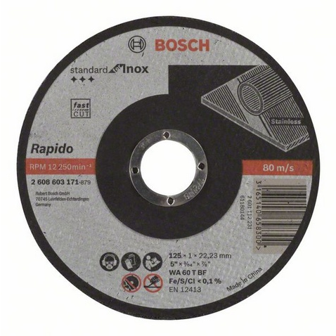Trennscheibe Standard for Inox - Rapido, Ø 125mm (Bohrung 22,23mm, WA 60 T BF, gerade)