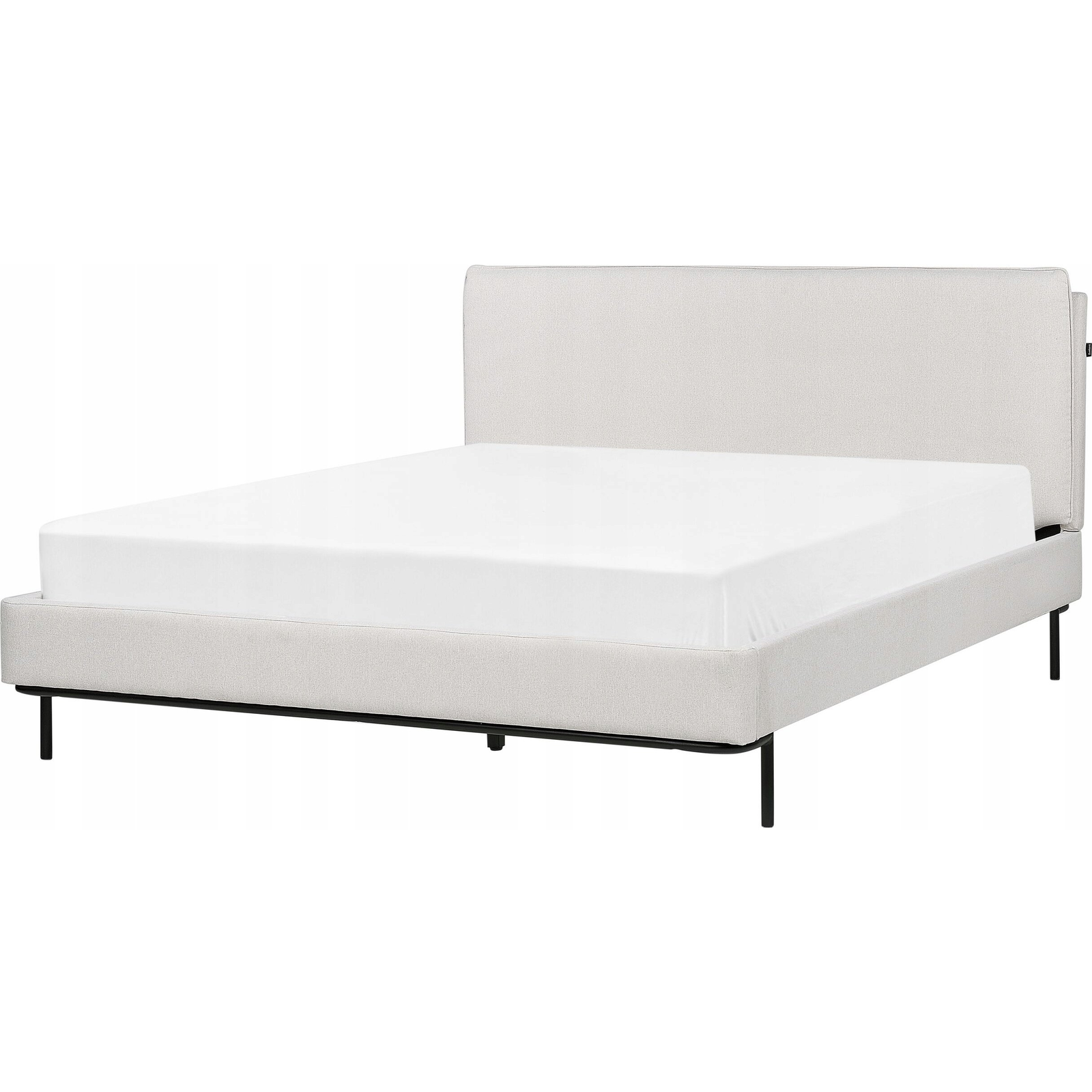 Cama Con Somier Con Cabecero Moderna Tapizado De Tela De Poliéster Gris 160 X 200 Cm Corio - Gris