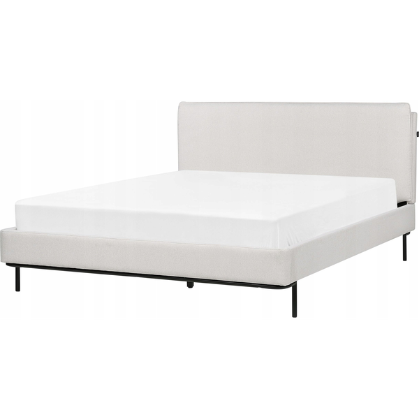 Cama Con Somier Con Cabecero Moderna Tapizado De Tela De Poliéster Gris 160 X 200 Cm Corio - Gris