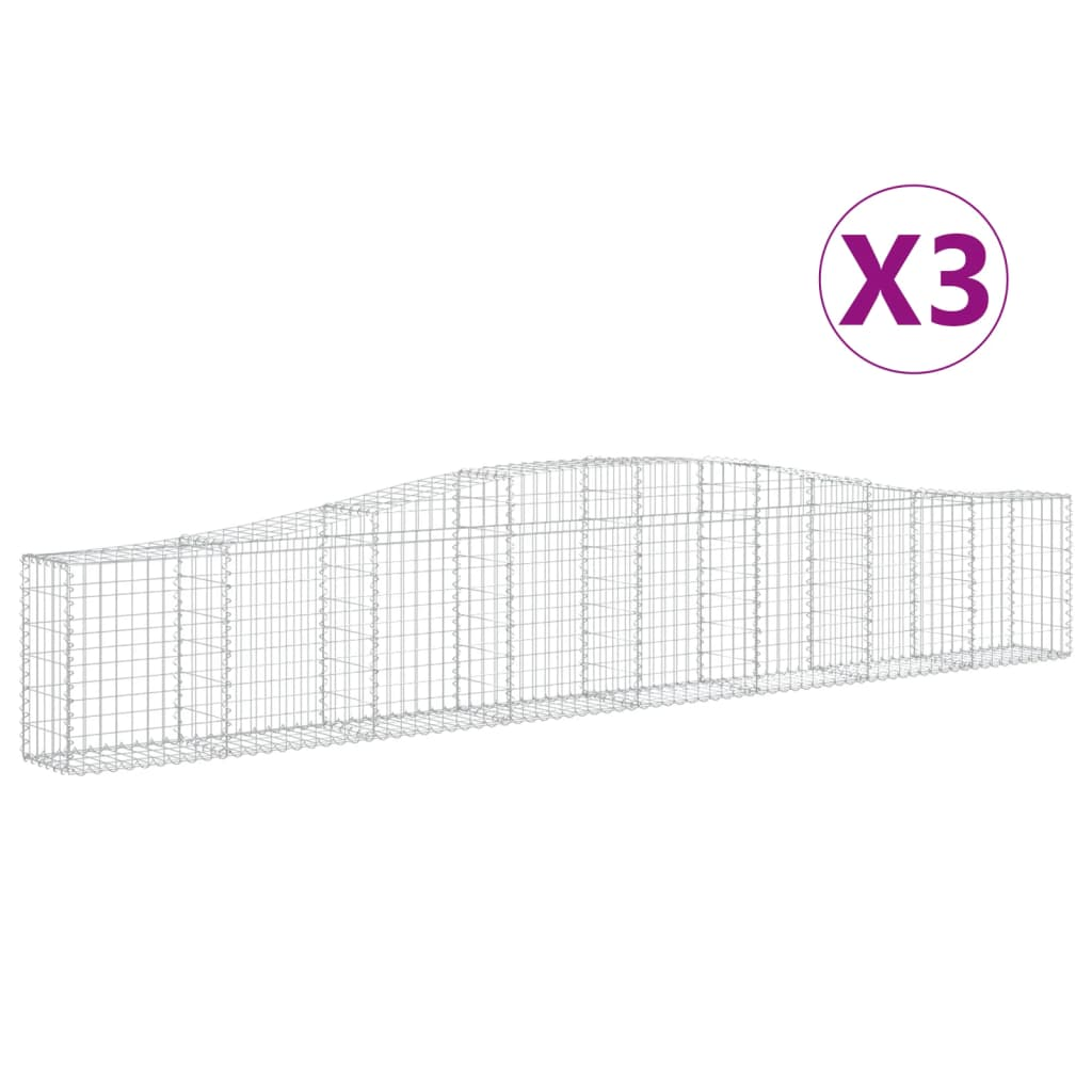 3 db íves horganyzott vas gabion kosár 400x30x60/80 cm (3145801)