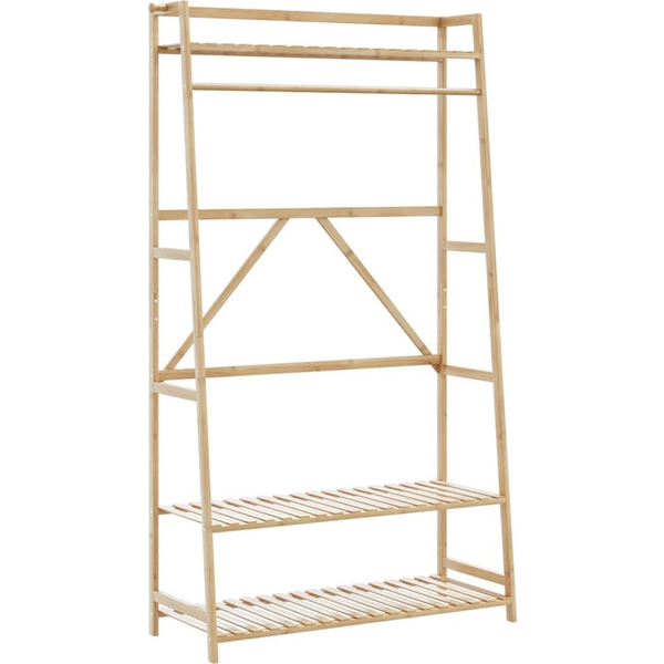 bambusz ruhaállvány polcokkal 110x40x180 cm