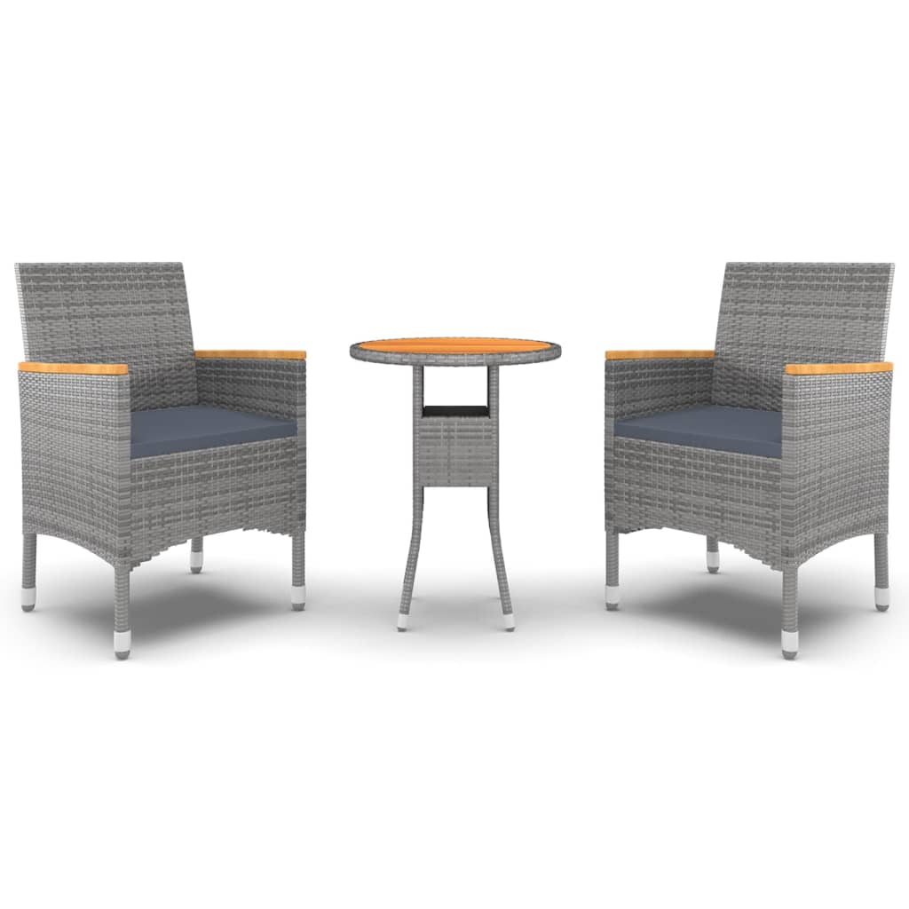 3 részes szürke polyrattan kerti étkezőgarnitúra (3058467)