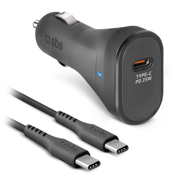 SBS PD USB-C Autós töltő - Fekete (25W)