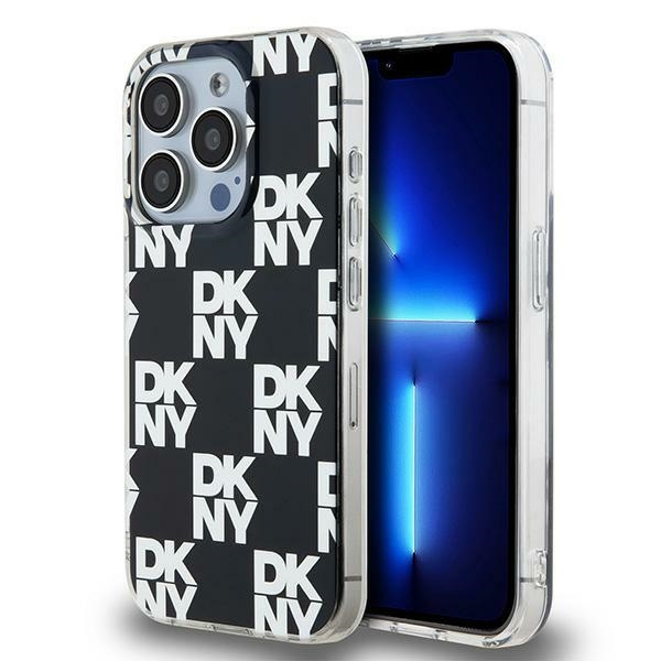 DKNY iPhone 15 Pro Max MagSafe Kockás IML Mono mintázat Műanyag Telefon tok - Fekete (DKHCP15XHDLCEK)