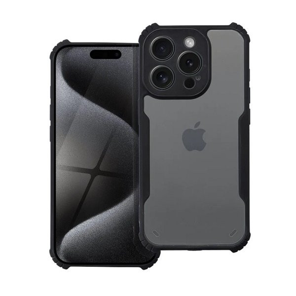 Realme 12 Pro / 12 Pro Plus, Szilikon tok, közepesen ütésálló, légpárnás sarok, akril hátlap, Anti-Drop Case, átlátszó/fekete (5903396285028)