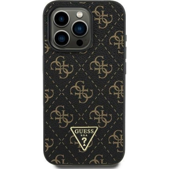 Guess New 4G Triangle iPhone 16 kemény hátlap tok, fekete GUHCP16SPG4GPK (GUE4171)