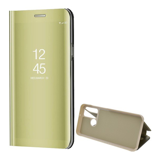 Tok álló (aktív FLIP, oldalra nyíló, asztali tartó funkció, tükrös felület, Mirror View Case) ARANY [Huawei Y6p] (5996457980918)