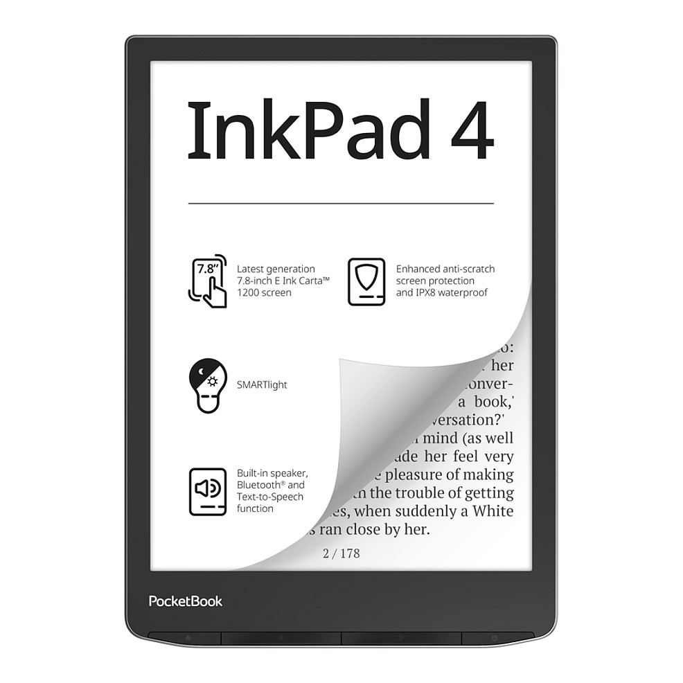 Pocketbook Inkpad 4 E-Könyv Olvasó - Érintőképernyő, 32 GB, Wi-Fi, Ezüst (PB743G-U-WW-B)