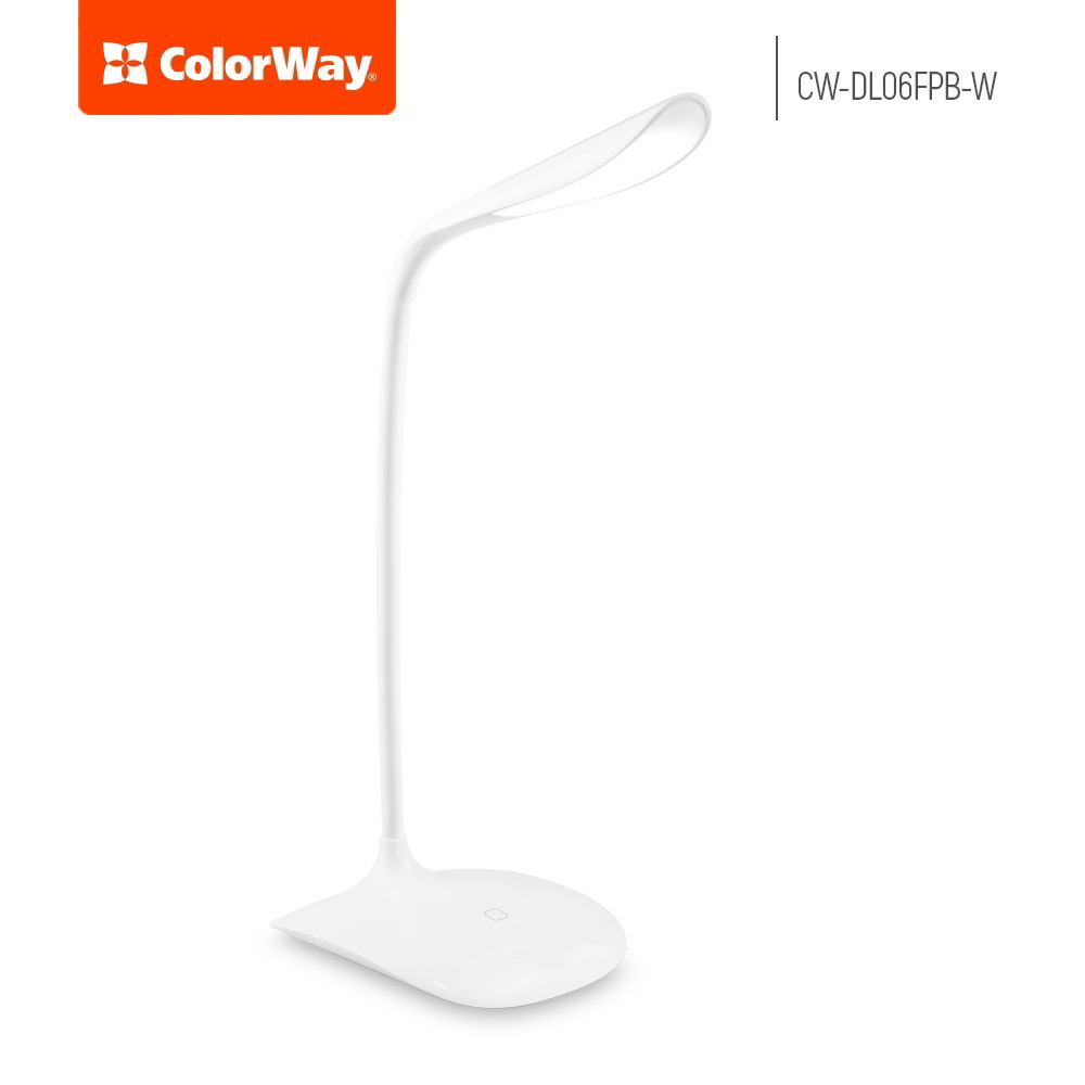 ColorWay CW-DL06FPB-W Hordozható Akkus Asztali LED lámpa 31 cm - Fehér (CW-DL06FPB-W)