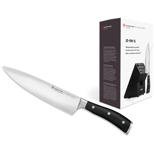Wüsthof CLASSIC IKON konyhakés 20 cm, 5 késes blokkkal, fekete színű