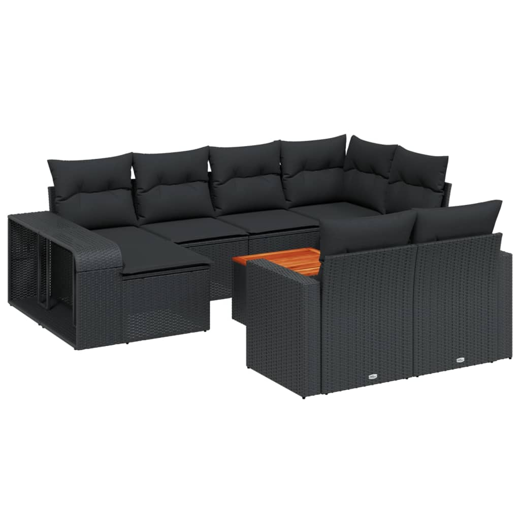11 részes fekete polyrattan kerti ülőgarnitúra párnákkal (3261305)