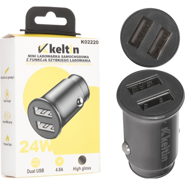 Ładowarka KELTIN Mini ładowarka samochodowa z funkcją szybkiego ładowania 24W 4,8A (100)