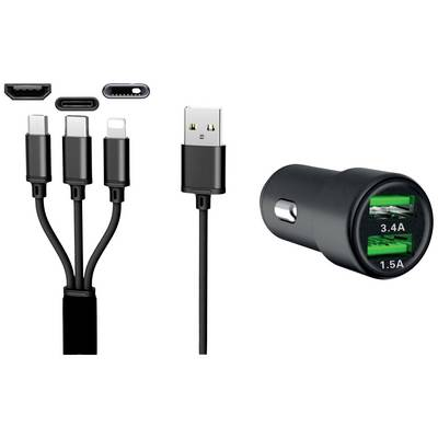 IWH Dual USB autós töltő 3IN1 12/24V / 3.4A Terhelhetőség max.=3.4 A 12/24 V (19061)