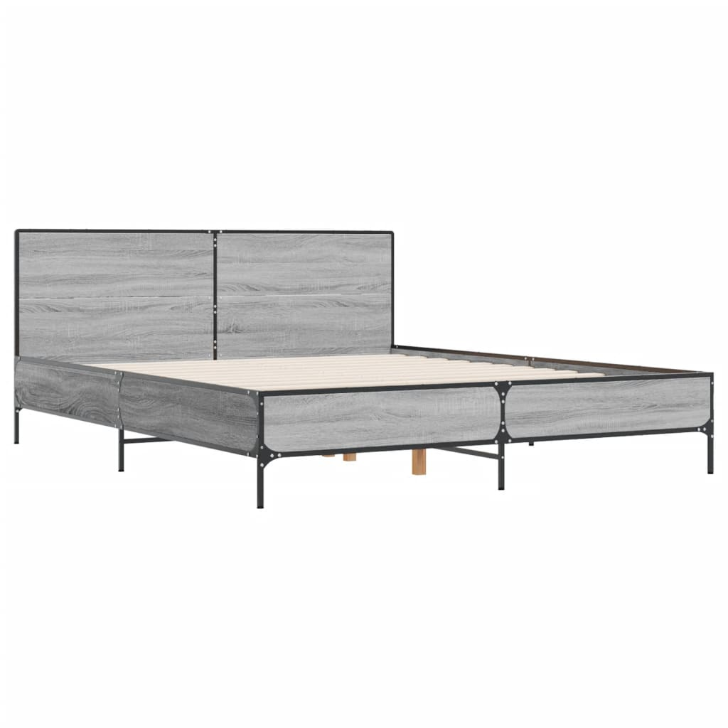 szürke sonoma szerelt fa és fém ágykeret 135 x 190 cm (3280030)