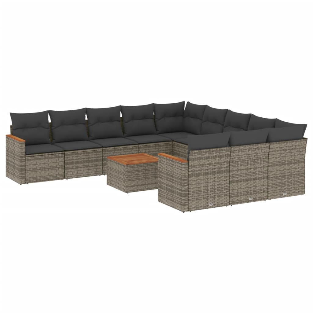 12 részes szürke polyrattan kerti ülőgarnitúra párnákkal (3258840)