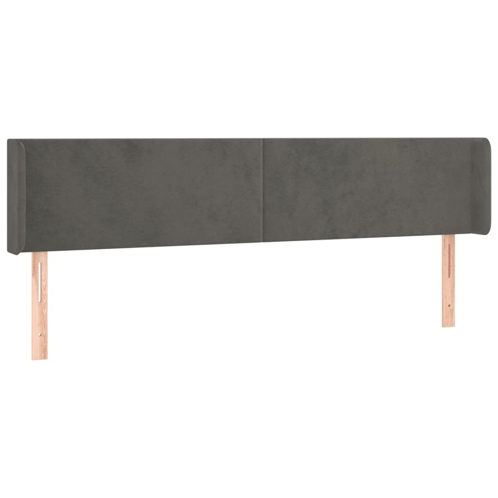sötétszürke bársony szárnyas fejtámla 163x16x78/88 cm (3118543)