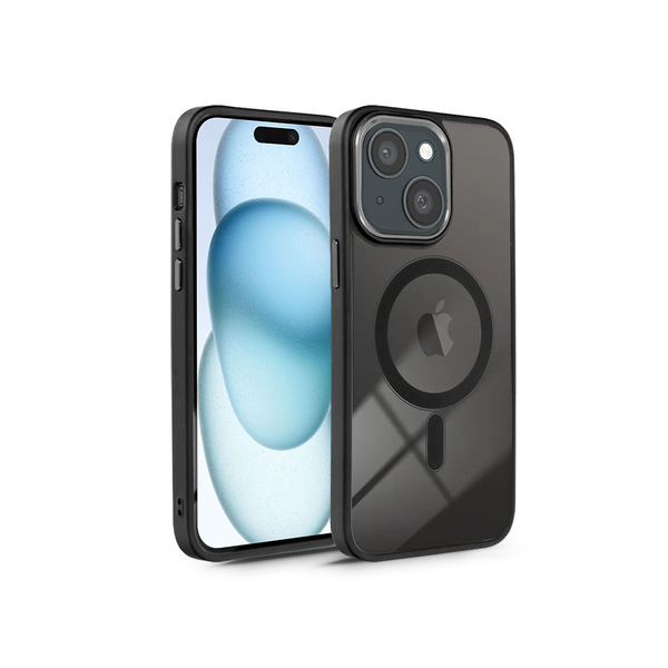 Apple iPhone 15 Plus szilikon hátlap - Edge Mag Cover - fekete/átlátszó