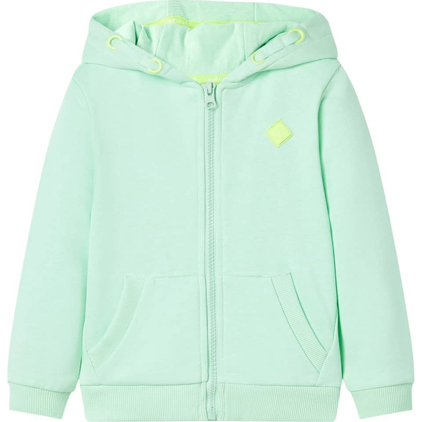 Élénkzöld kapucnis gyerekpulóver cipzárral 128