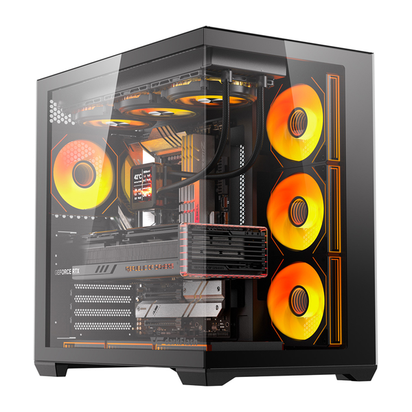 DARKFLASH C280 számítógépház fekete + 7 db ventilátor