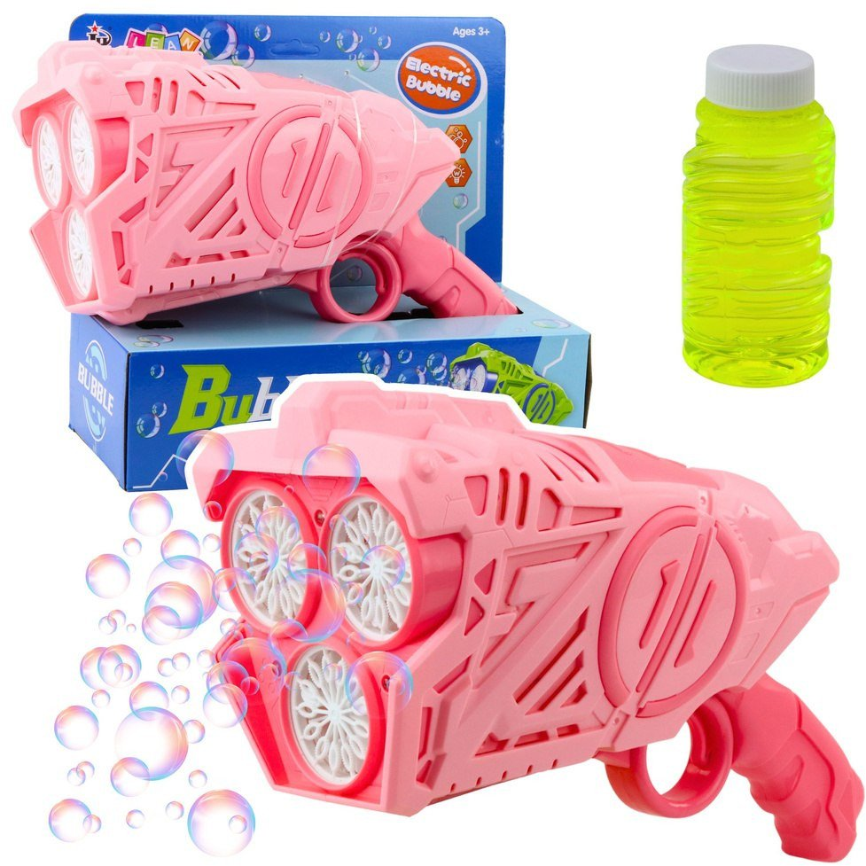Elemmel működő Buborékfegyver LED-es Lámpákkal, Rózsaszín Színben- 23258 (5905991070436)