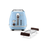 Тостер De'Longhi Icona Vintage CTOV 2103.AZ, 900 W, 2 филии, Електонен контрол на изпичането, Стойка за затопляне, Син