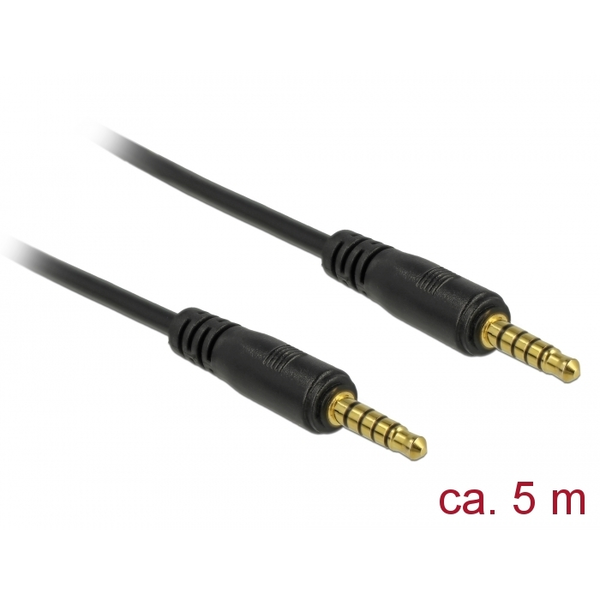 DeLOCK JACK - JACK kábel 5m (3.5mm jack apa - 3.5mm jack apa) Fekete