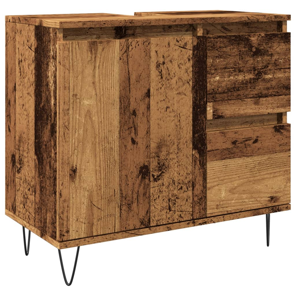 antik fa színű szerelt fa mosdószekrény 65 x 33 x 60 cm (857226)