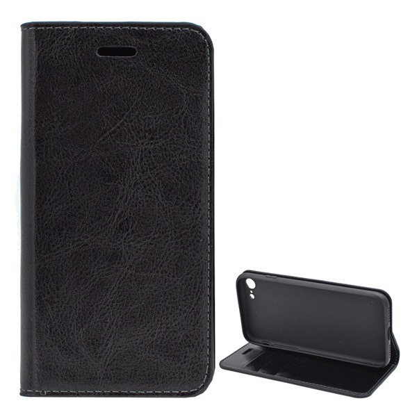 Tok álló, valódi bőr (FLIP, oldalra nyíló, asztali tartó funkció) FEKETE [Apple iPhone SE 3 (2022)] (5996457667598)