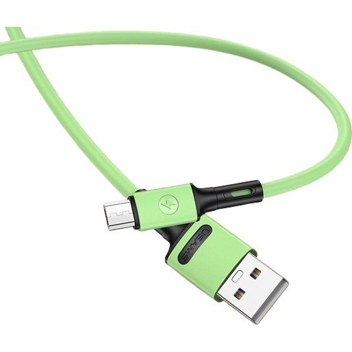 Usams U52 adatkábel (USB - microUSB, 2A, gyorstöltő, 100cm, törésgátló) VILÁGOSZÖLD (SJ435USB02) (69871-uniw)