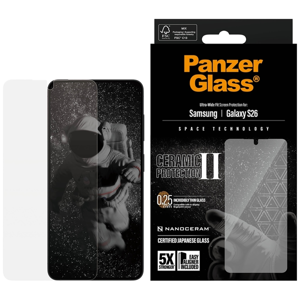 PanzerGlass ® Ceramic Screen Protector Samsung Galaxy S26 | Ultra-Wide Fit w. EasyAligner Doorzichtige schermbeschermer 1 stuk(s)