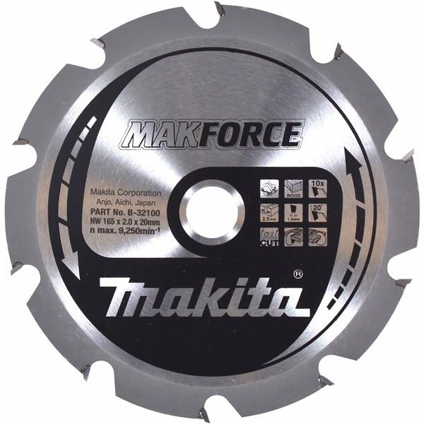 MAKITA Fa vágókorong 165x20mm 10Z Makforce B-32100