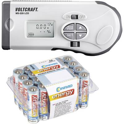 Elemvizsgáló készülék MS-229 LCD + Conrad Energy alkáli ceruzaelem készlet, 24 db, Voltcraft (MS-229)