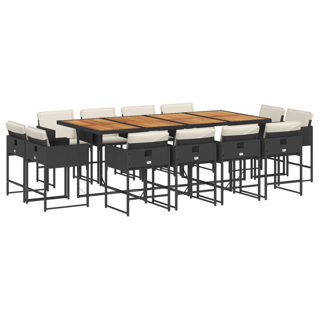 13 részes fekete polyrattan kerti ülőgarnitúra párnákkal (3278174)