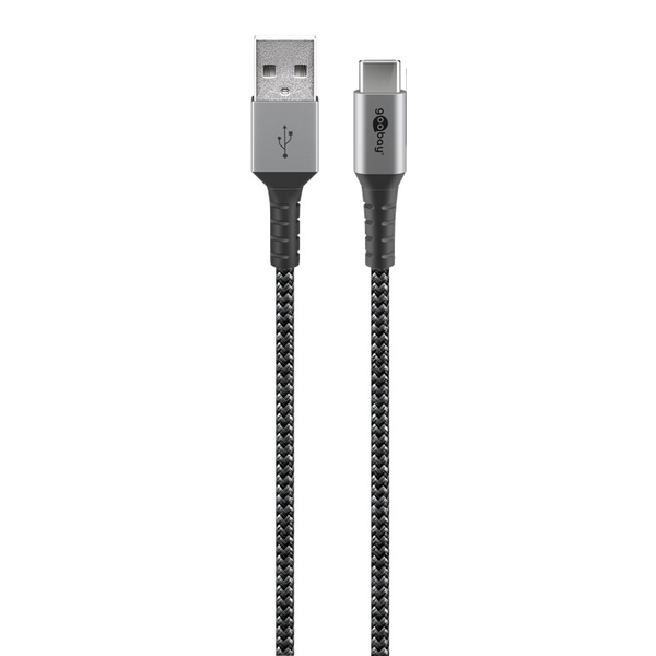 goobay 49297 USB-A apa - USB-C apa Adat és töltőkábel 2m - Szürke/Ezüst