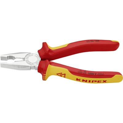 VDE kombinált fogó 180 mm, vágási érték: közepes/kemény huzal 3,4/2,2 mm, vörösréz/alumínium 12 mm, Knipex 03 06 180 (03 06 180 SB)