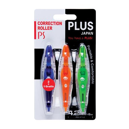 PLUS Hibajavító roller, 4,2mm x 6m,  "PS", 3 különböző szín (43571)