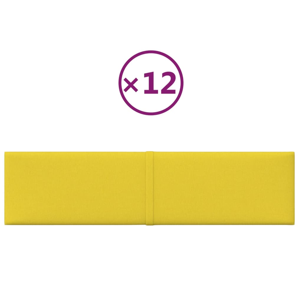 Комплект Стенни панели vidaXL, 12 бр, Жълти, 60x15 см, Плат, 1,08 м²