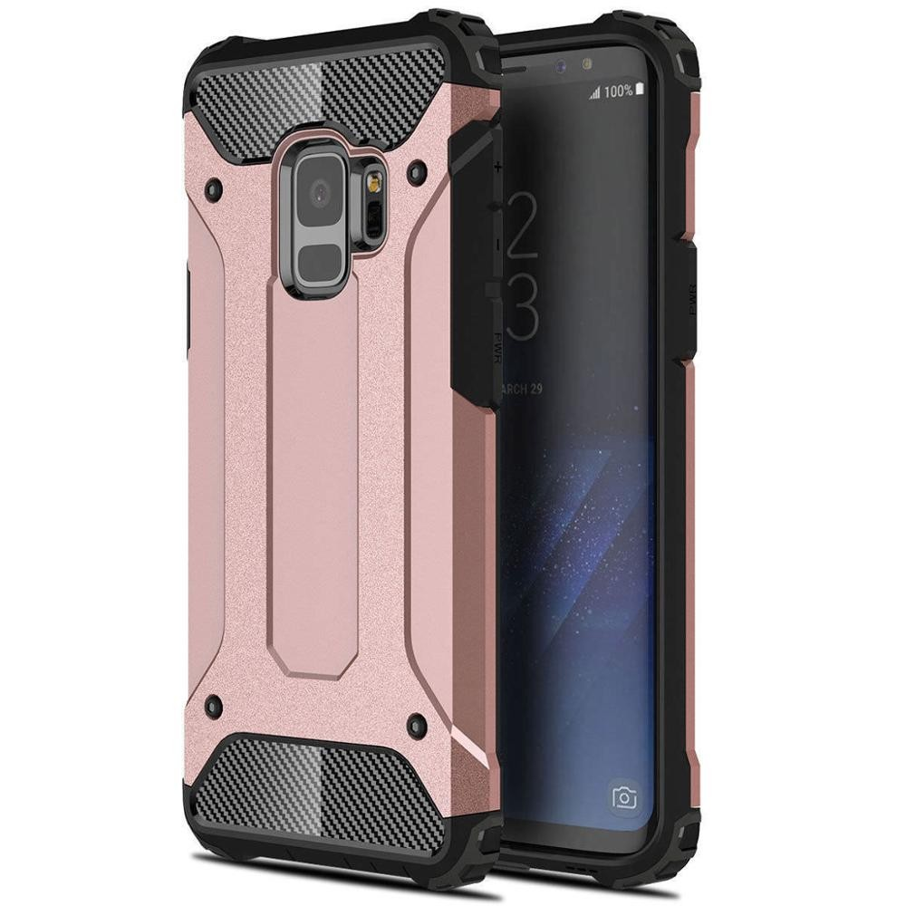 Huawei P Smart (2020), Műanyag hátlap védőtok, Defender, fémhatású, vörösarany (94866)