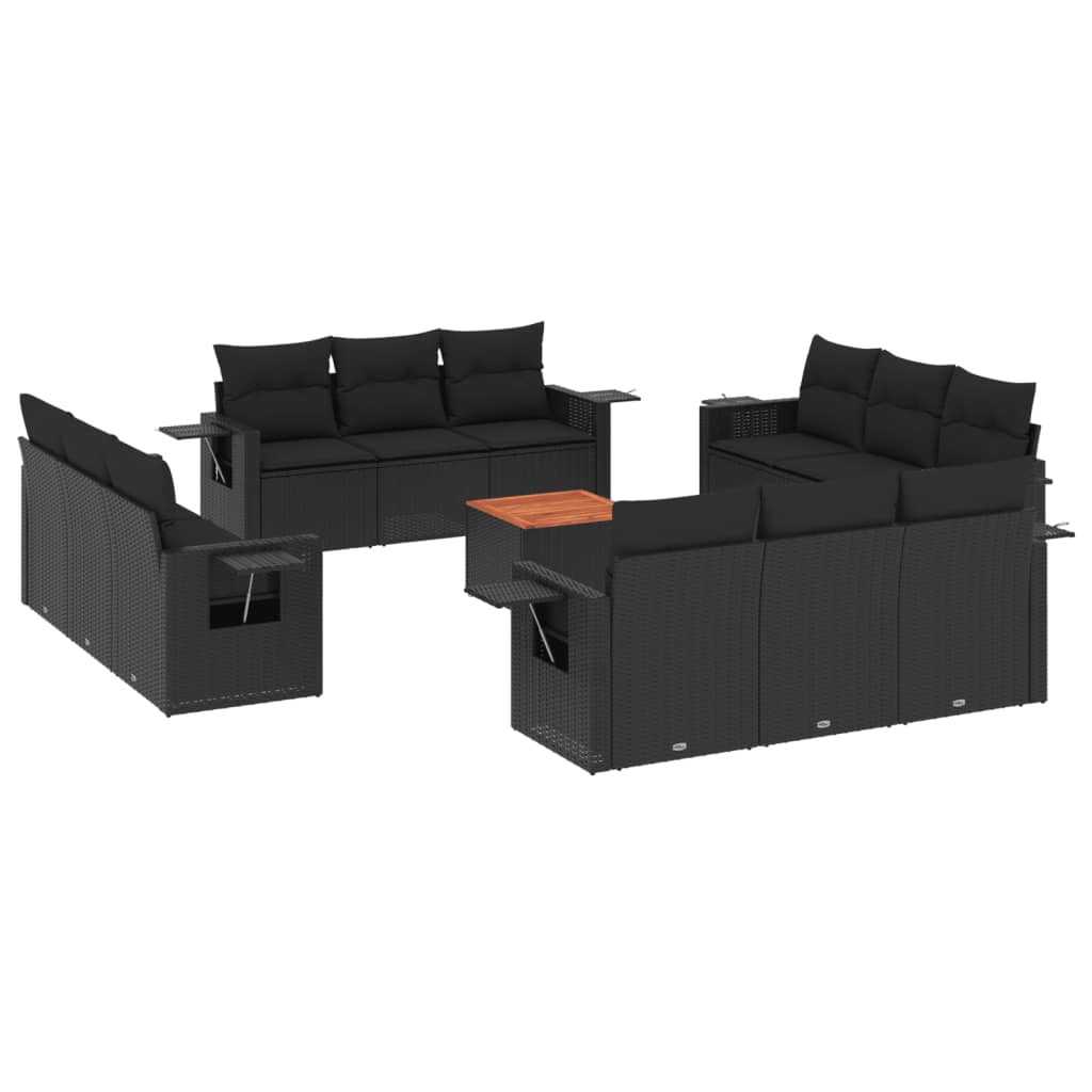 13 részes fekete polyrattan kerti ülőgarnitúra párnákkal (3256825)