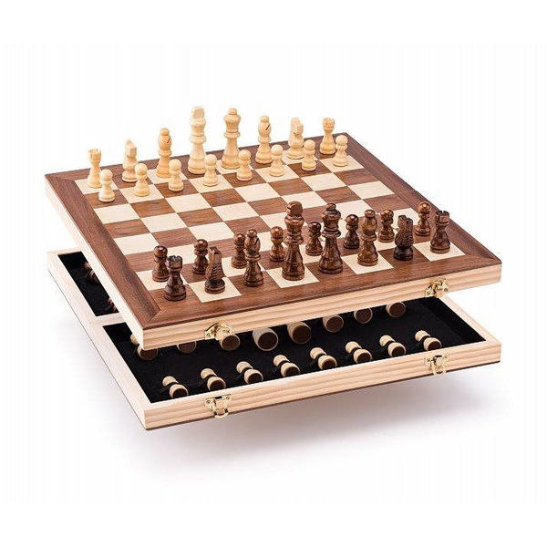 Популярен кралски шахматен комплект в дървена кутия 38x20x5,5 см