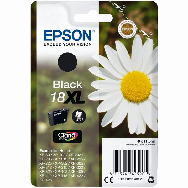 Epson T1811 18XL черна мастилена касета 11,5 мл